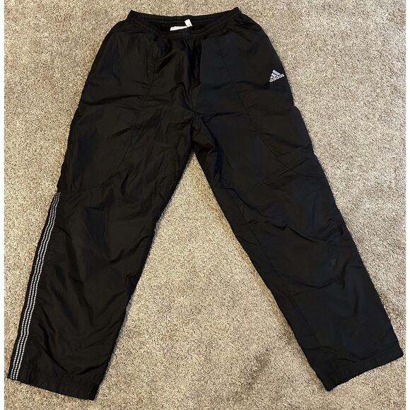 Vintage Adidas Break Away Pants Black Side Snap Warm Up Track Sweatpants 90s L - Picture 1 of 9